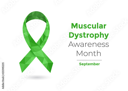 Muscular Dystrophy Awareness Month (September) concept with green awareness ribbon for web and printing.