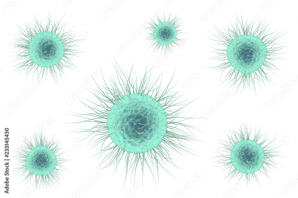 3d rendering light blue virus 3d rendering light blue virus