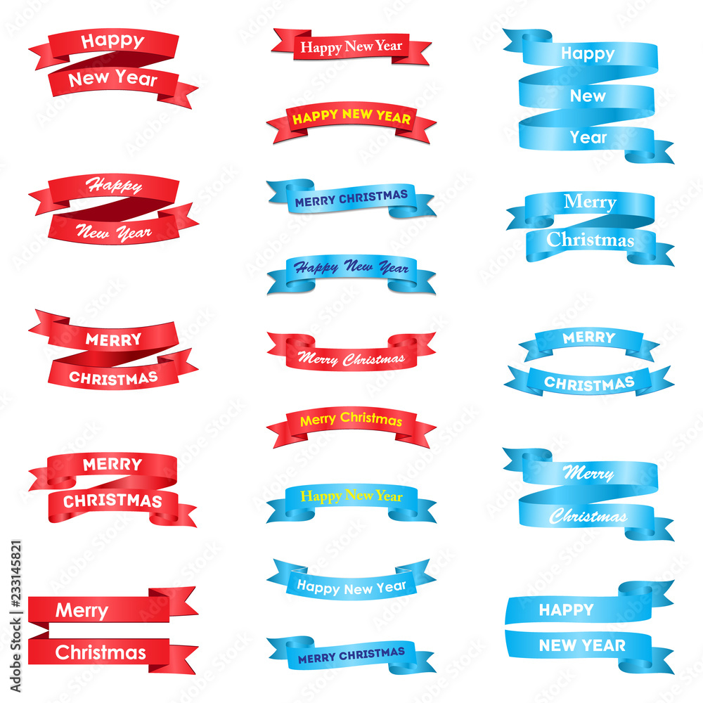 Set of various greeting ribbons