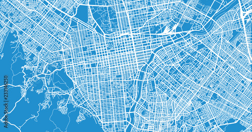 Urban vector city map of Sapporo, Japan