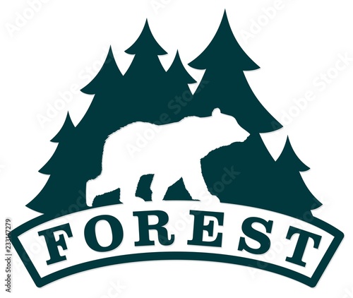 Bear symbol with forest.