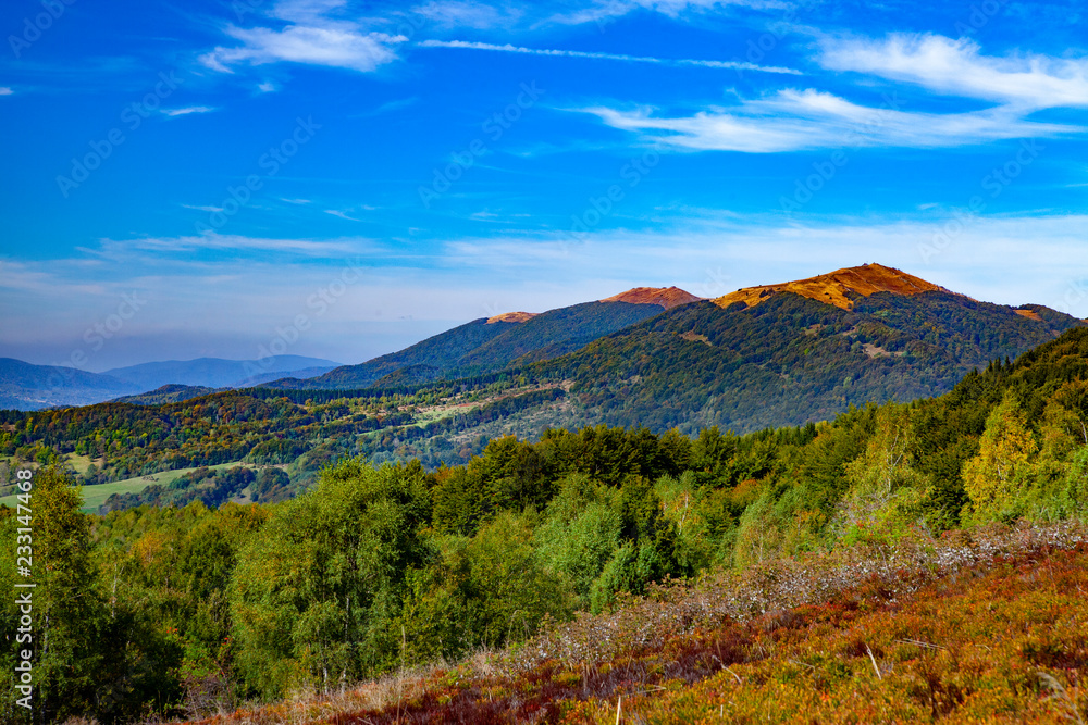 Fototapeta premium Landscape of autumnal peaks of the Carpathians.