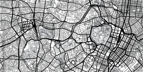 Fototapeta Urban vector city map of Tokyo centre, Japan