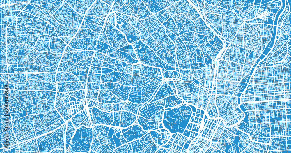 Naklejka premium Urban vector city map of Tokyo, Japan