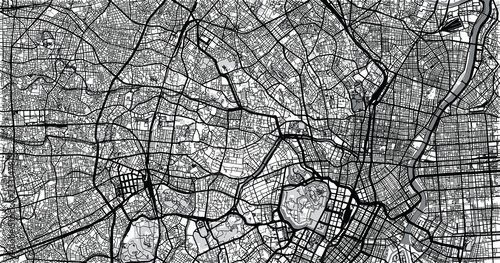 Photography Urban vector city map of Tokyo, Japan