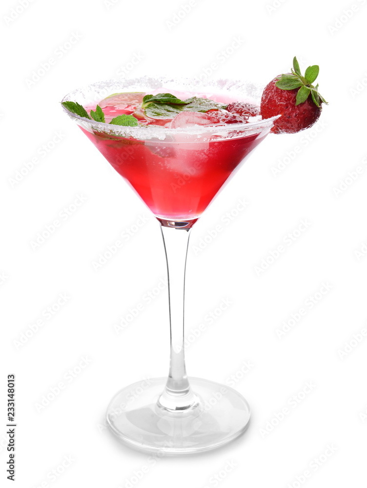 Fresh summer cocktail in glass on white background Fresh summer cocktail in glass on white background