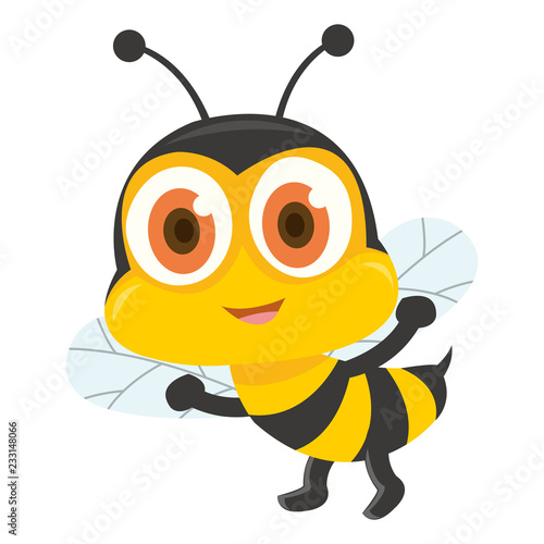 A cute bee walking and showing his sting
