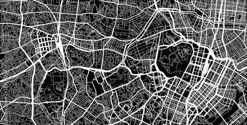 Canvas Print Urban vector city map of Tokyo centre, Japan