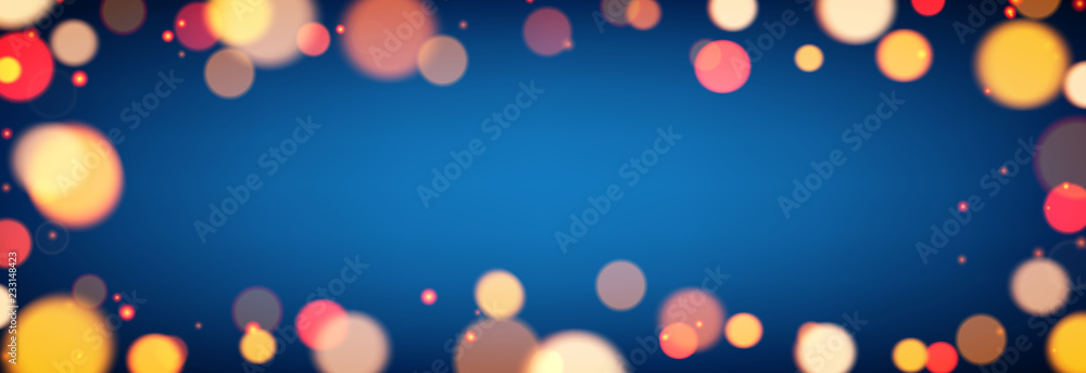 Blue shiny banner with blurred lights.