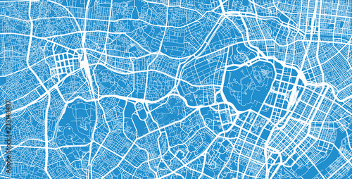 Urban vector city map of Tokyo centre, Japan