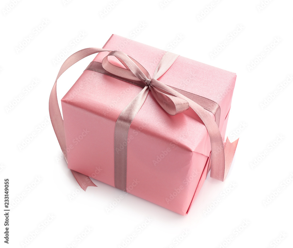 Obraz premium Beautiful gift box on white background