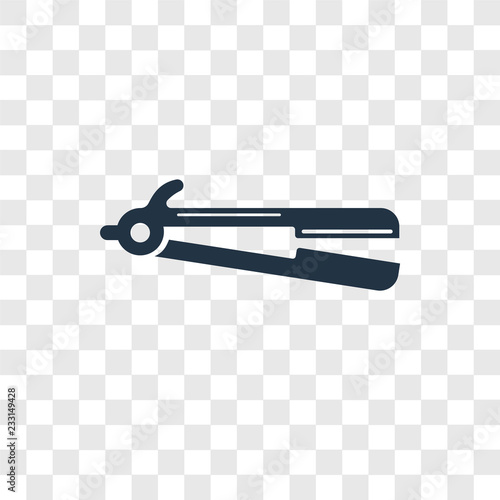 Hair iron vector icon isolated on transparent background, Hair iron transparency logo design