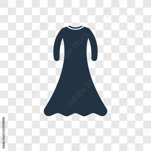 Long sleeve flowy dress vector icon isolated on transparent background, Long sleeve flowy dress transparency logo design