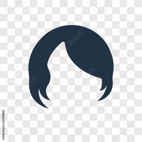 Hair wig with side vector icon isolated on transparent background, Hair wig with side transparency logo design