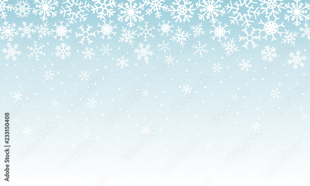 Winter background with various  snowflakes. Vector graphic pattern.