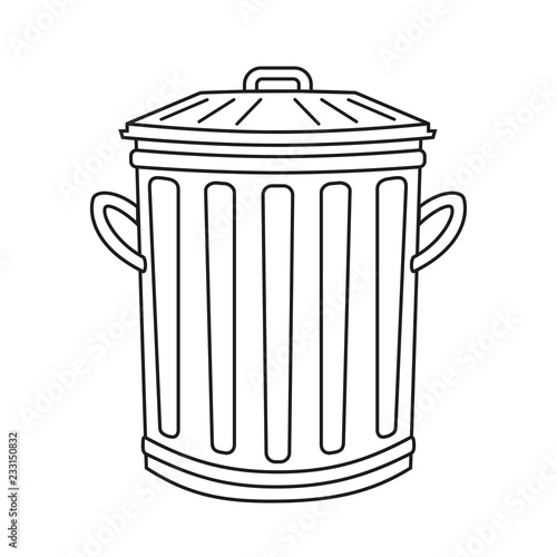 Line art black and white street trash can