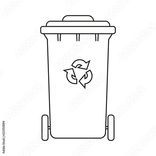 Line art black and white closed dumpster