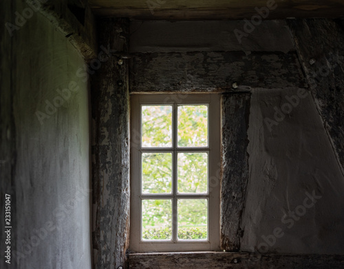 The window of an old farmhouse  inside