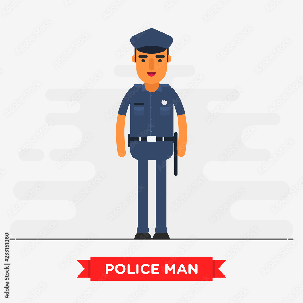Police Man Flat Style Character Police Man Flat Style Character