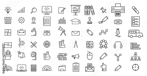 Set of vector line icons for education, Collection modern logo and pictogram.