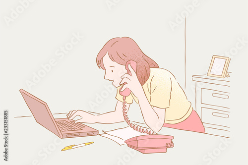 Woman working with device