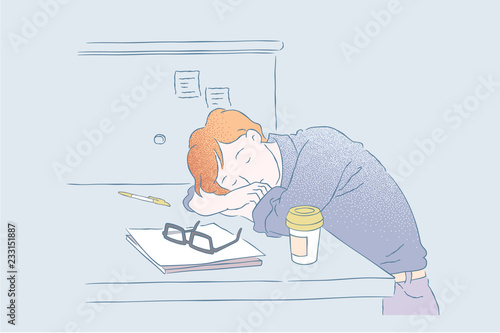 Businessman took a nap during work