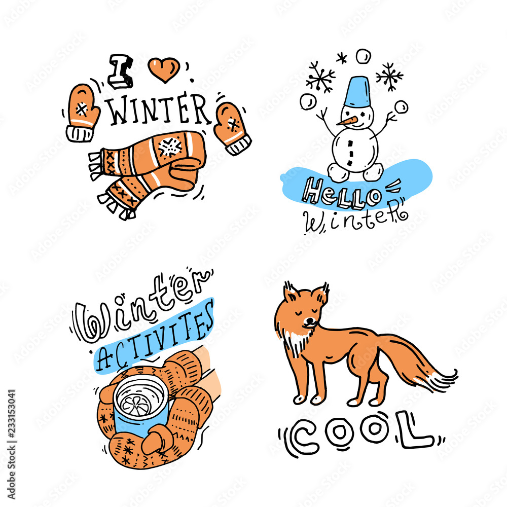 Obraz premium Beautiful hand drawn vector illustration winter sport.