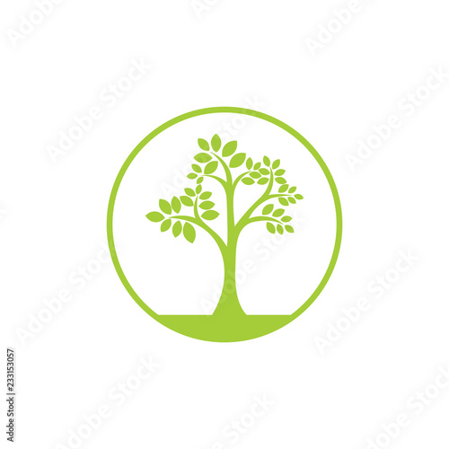 tree silhouette circle logo vector