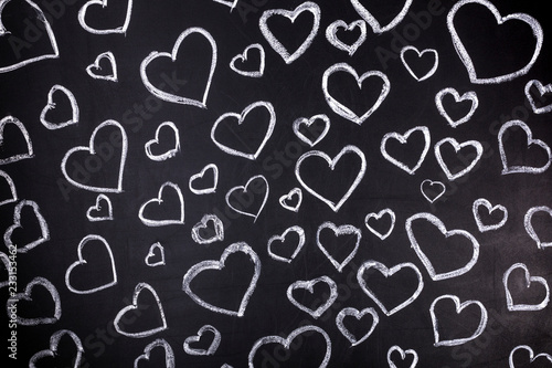 hearts background on blackboard