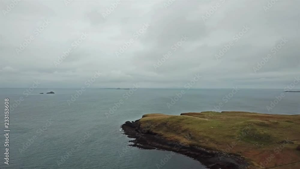 Flying over the coastline of north west Skye by Kilmuir - Scotland Flying over the coastline of north west Skye by Kilmuir - Scotland