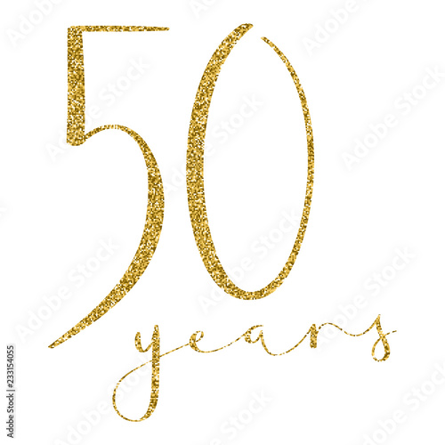 50 YEARS gold glitter brush calligraphy icon