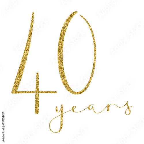 40 YEARS gold glitter brush calligraphy icon