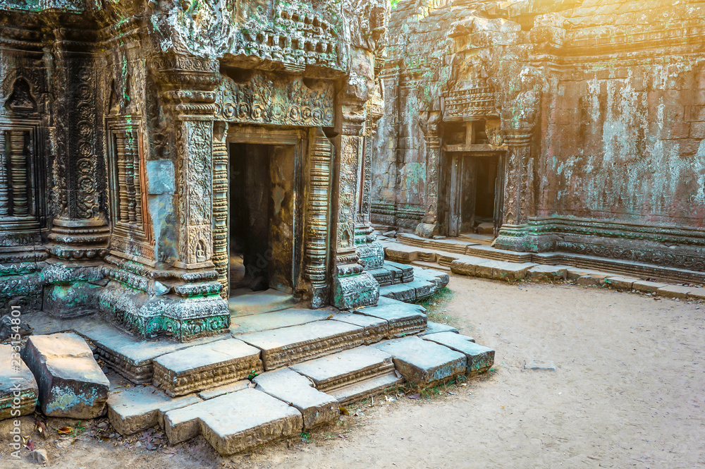 Khmer temple in the temple complex of Angkor Wat in Cambodia. Travel Cambodia concept. Khmer temple in the temple complex of Angkor Wat in Cambodia. Travel Cambodia concept.