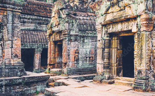 Khmer temple in the temple complex of Angkor Wat in Cambodia. Travel Cambodia concept. photo