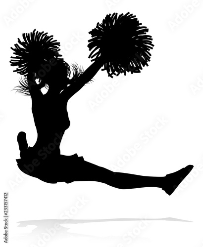 Detailed silhouette cheerleader holding pompoms