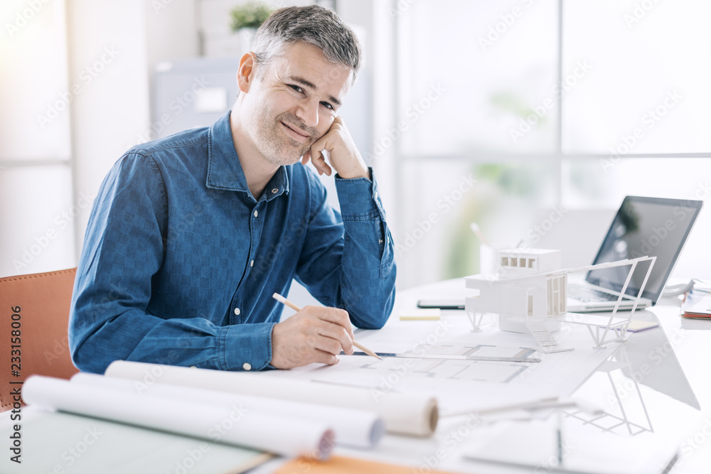 Professional architect in his office Professional architect in his office