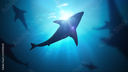 3D rendered illustration of sun light rays under water.