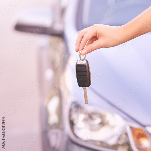 Car buy key. New rent automobile owner photo