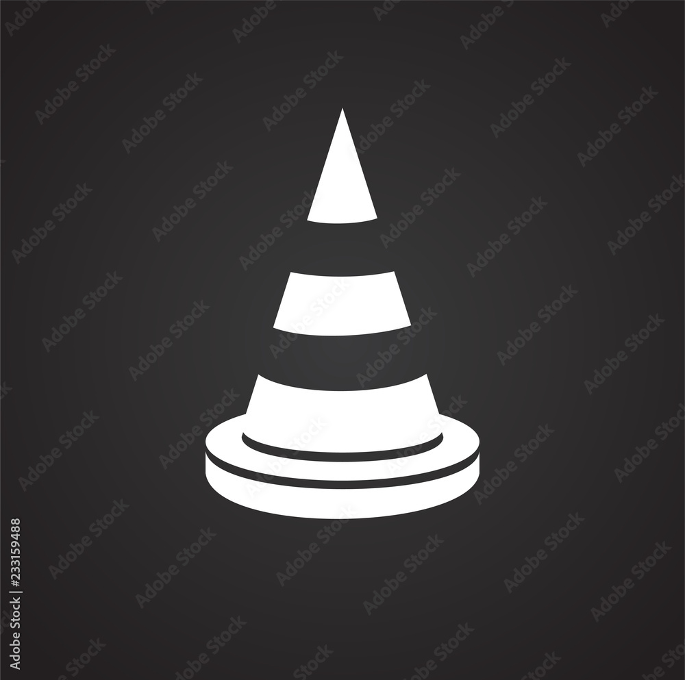 Safety cone on black background icon Safety cone on black background icon
