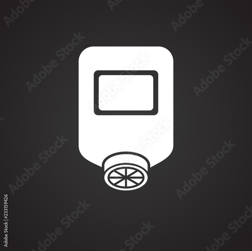Steel making mask on black background icon