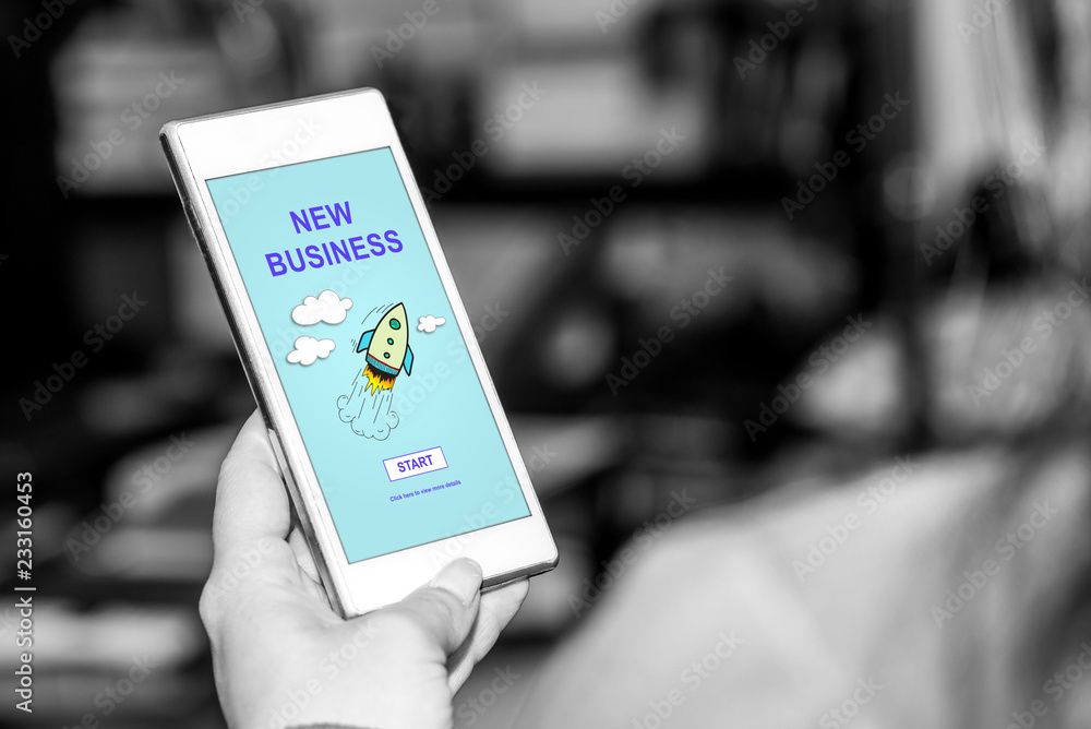 Fototapeta premium New business concept on a smartphone