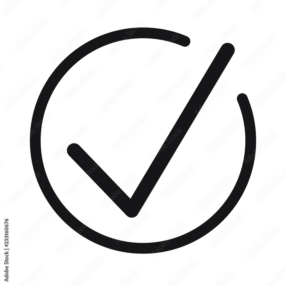 Tick icon vector symbol, checkmark isolated on white background Tick icon vector symbol, checkmark isolated on white background