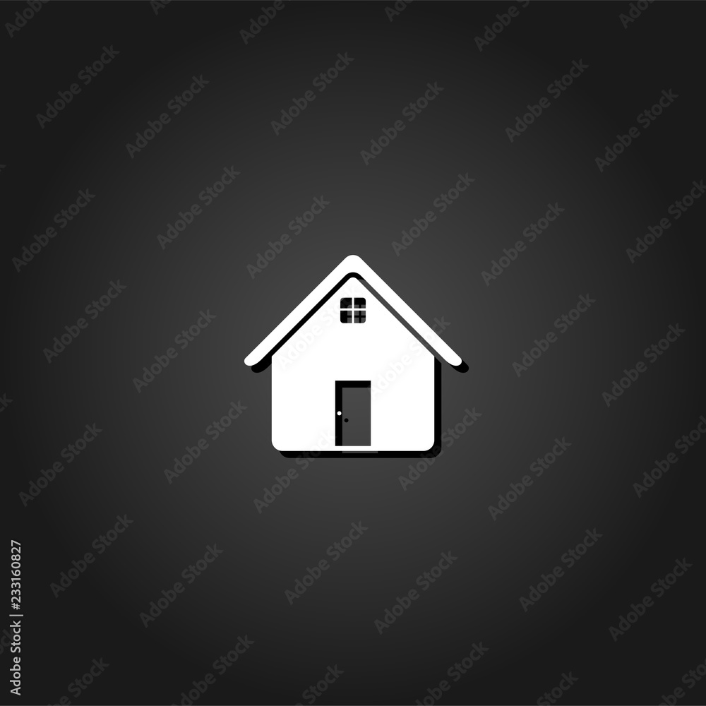 Home icon flat. Simple White pictogram on black background with shadow. Vector illustration symbol Home icon flat. Simple White pictogram on black background with shadow. Vector illustration symbol