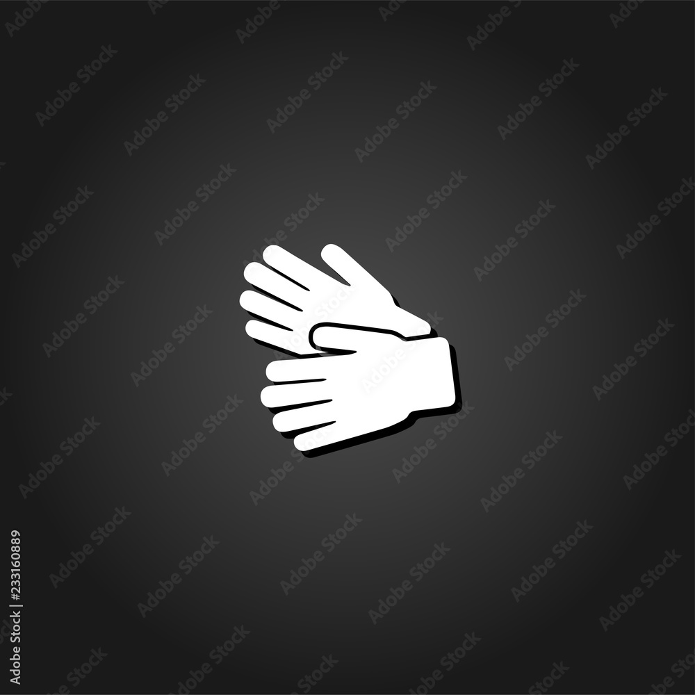 Garden Gloves icon flat. Simple White pictogram on black background with shadow. Vector illustration symbol
