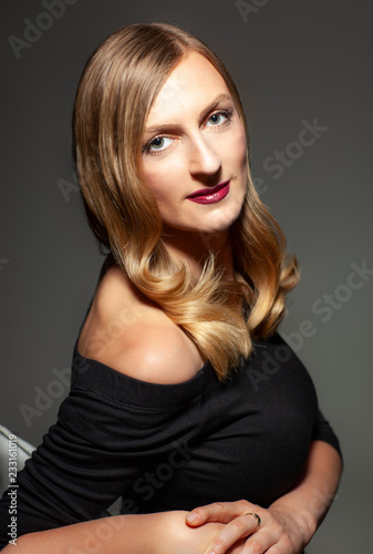 Woman portrait with perfect hair and make-up blonde