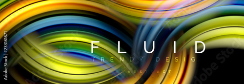 Mixing color waves on black, liquid flowing shapes
