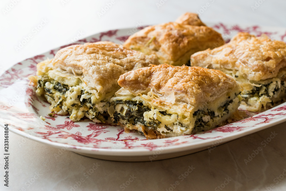 Turkish Borek Talas Boregi / Burek with Spinach and Cheese made with