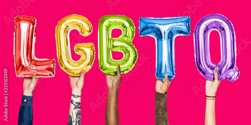 Hands holding the word LGBTQ illustration