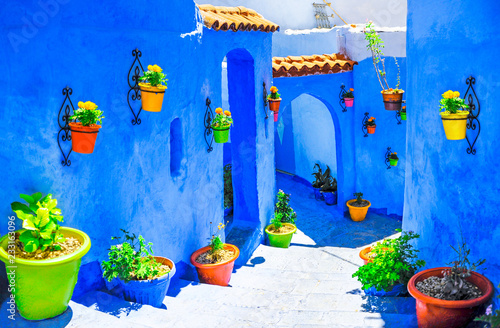 Beautiful blue medina of Chefchaouen city in Morocco, Africa. © Andrii Vergeles