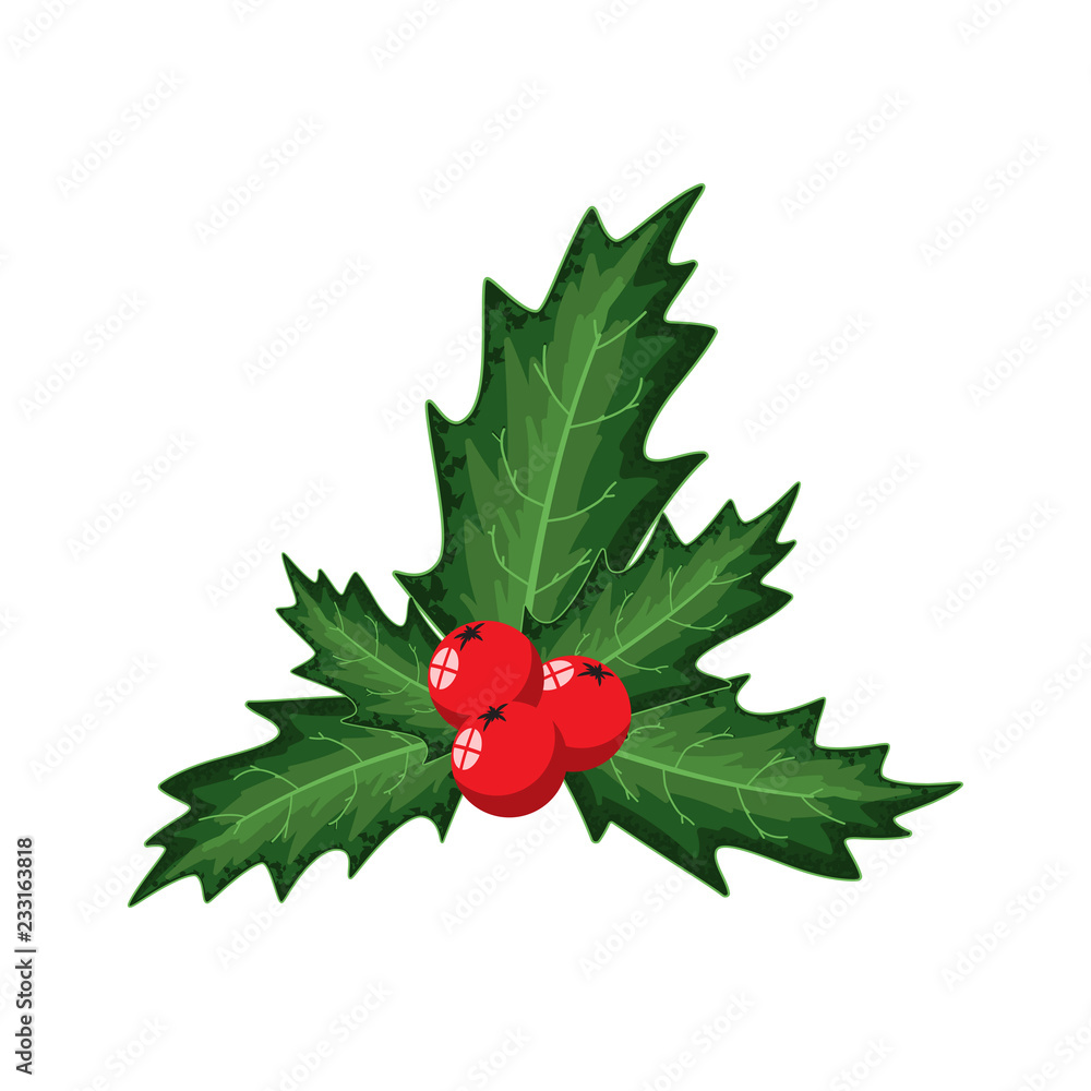 Holly berry. Vector cartoon Christmas decoration element isolated on a white background. Holly berry. Vector cartoon Christmas decoration element isolated on a white background.